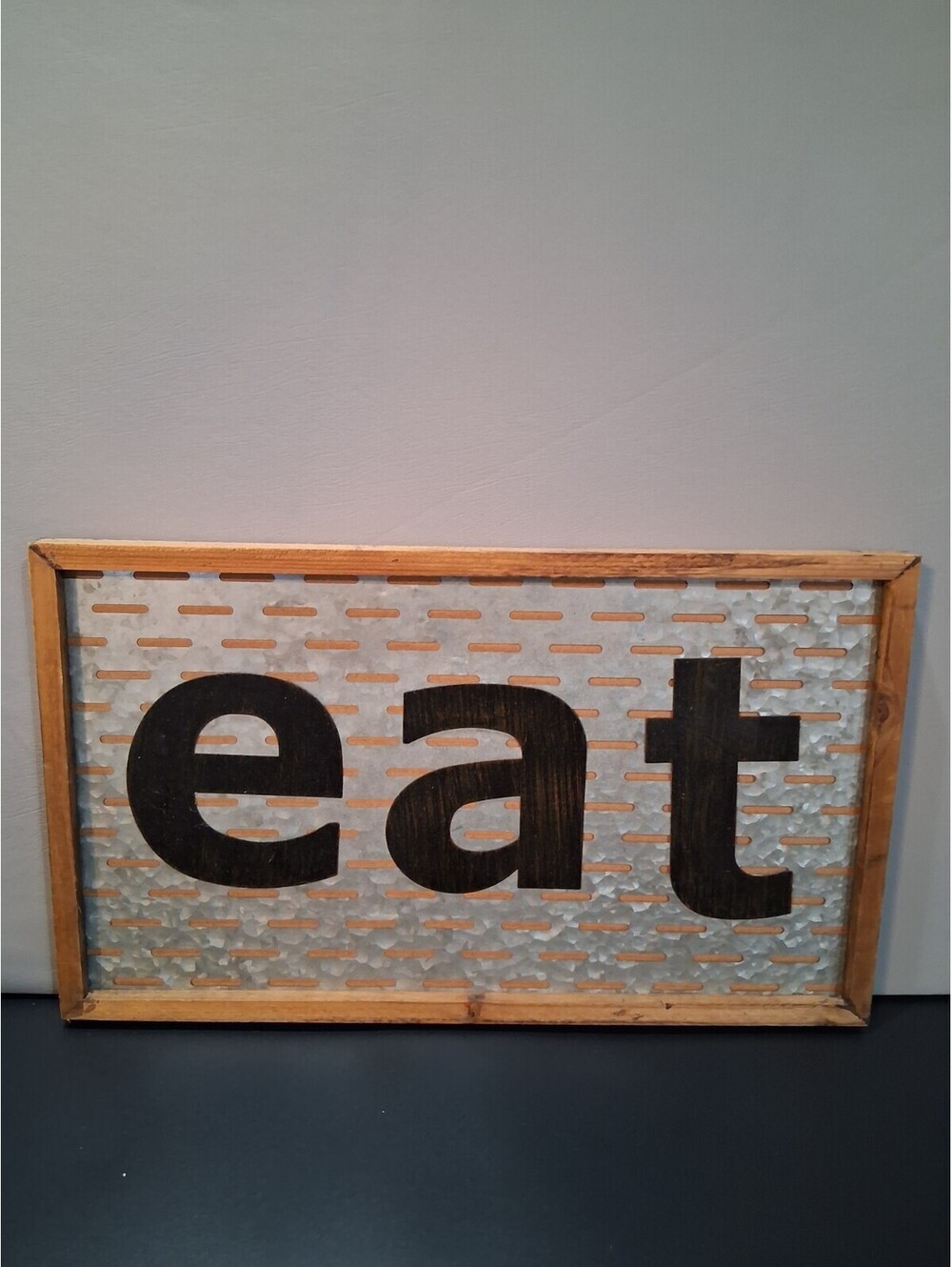 “eat” Farmhouse Style Kitchen Wall Art Sign Rustic Metal & Wood 20"x12"